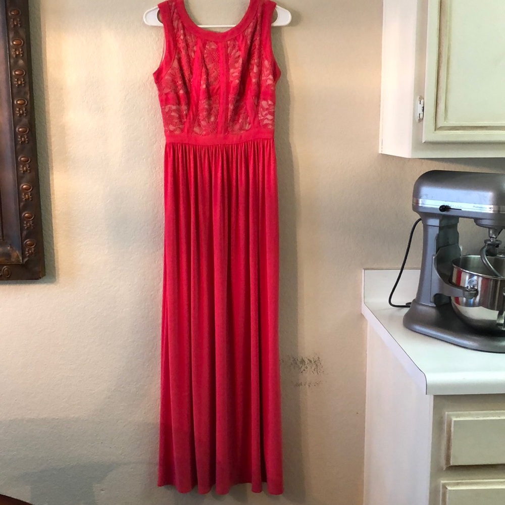 Pink and lace prom dress